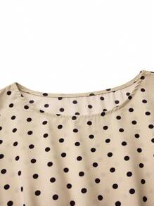 SHEIN Clasi 女士日常穿着简约波尔卡圆点印花圆领短袖连衣裙长款女装 - 彩色 - 查看 3