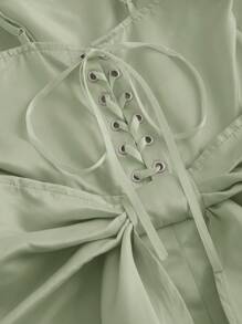 SHEIN MOD Vestido de tirantes finos de unicolor sencillo para uso diario de señoras - Verde - Ver 4