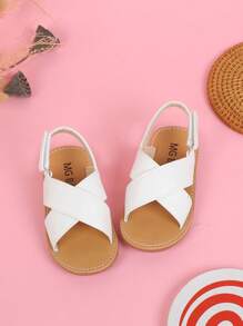 Sandálias Casual para Meninas, Sandálias Rasteirinhas de Verão para Crianças e Bebês, Design de Blocos de Cores - Branco - Ver 2