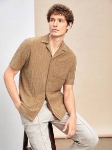 Manfinity VCAY Gebreid casual overhemd met korte mouwen voor heren
