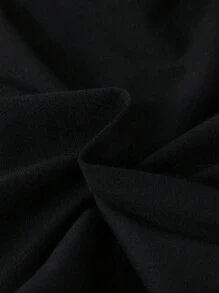 SHEIN 两件套青少年男童夏季宽松休闲狮子图案T恤和短裤针织家居服套装 - 黑色 - 查看 3
