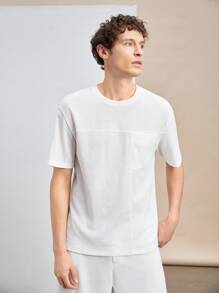 Manfinity VCAY Ensemble de 3 pièces de nouveaux t-shirts à manches courtes et col rond en tricot ample pour hommes avec épaules tombantes, convient pour un port quotidien au printemps et en été - Multicolore - Voir 5