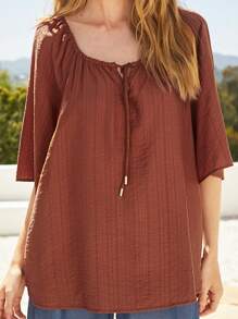 Forever 21 Chemise de vacances décontractée pour femmes, unie de couleur unicolore avec nouage à l'encolure