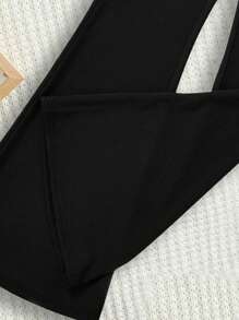 SHEIN Leap Crew 青少年女孩两件套服装，夏季套装，休闲心形印花短袖和长裤，适合夏季 - 黑色 - 查看 5