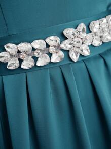 Modelyn Women's Solid Color Open Shoulder Lantern Sleeve Long Elegant Arabian Style Dress Long Evening Dresses - Teal Blue - View 5