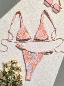 SHEIN Swim Bộ bikini gợi cảm hoa Ditsy dành cho nữ đi nghỉ mát, in ngẫu nhiên - Nhiều màu - Xem 2