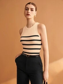 BizChic 女士夏季条纹印花紧身衣配无袖上衣