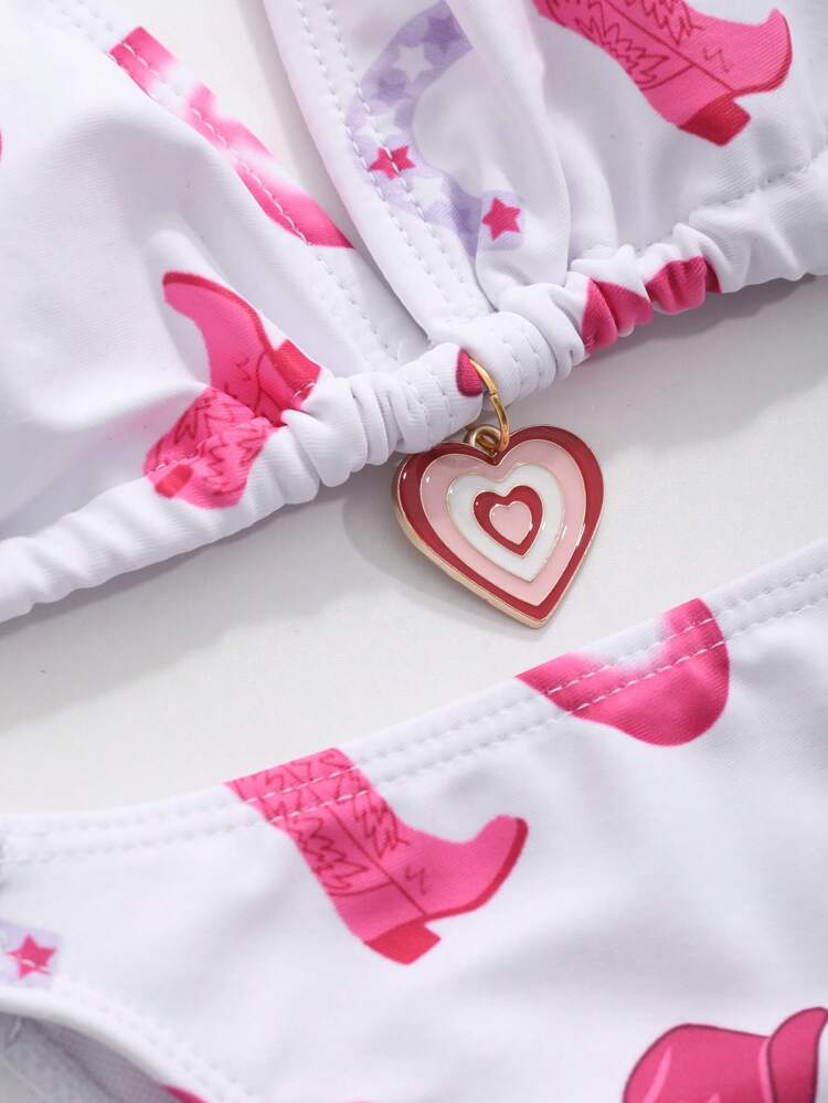 Women's 2pcs Heart Printed Bikini With Bottoms Set Summer,Tankini Bathing Suit Festival Outfits Vacation Cruise Outfit For Women