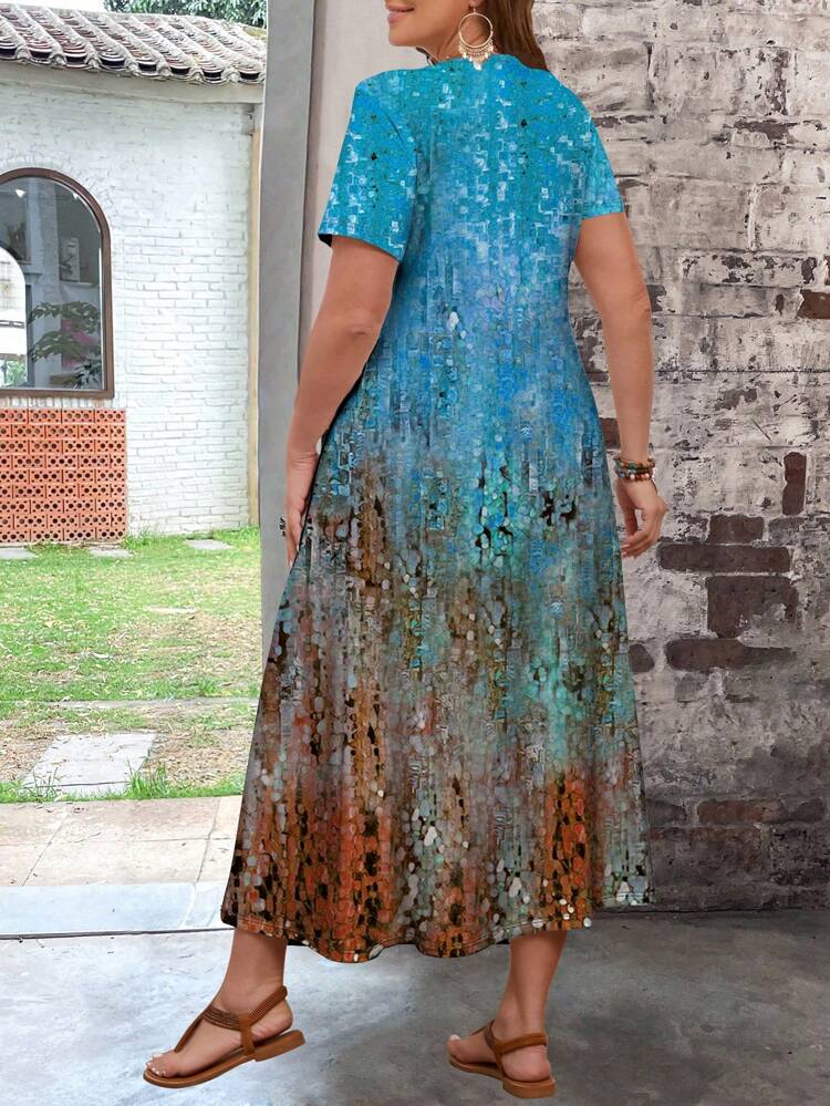 Summer Casual Vintage Style Slim Fit Plus Size Women's Dress,Beach Dress Sundress,Holiday Outfits Boho