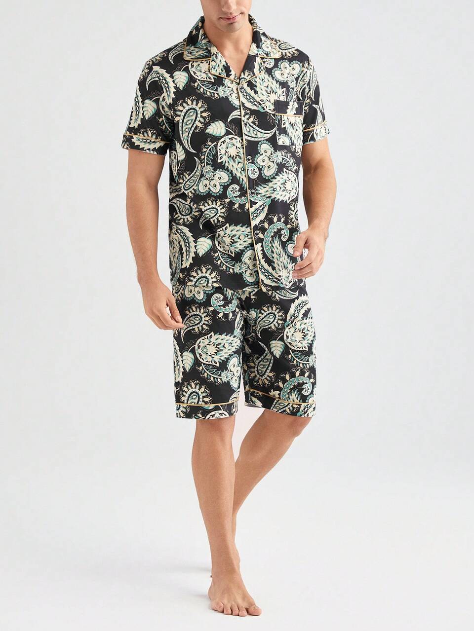 Men's Random Printed Short-Sleeved Shorts Homewear Set
