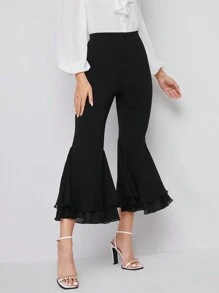 Modelyn Elastic Waist Flare Leg Crop Pants