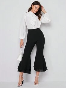 Modelyn Elastic Waist Flare Leg Crop Pants