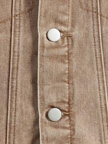 Tween Boy Single Breasted Brown Denim Vest - Brown - View 6