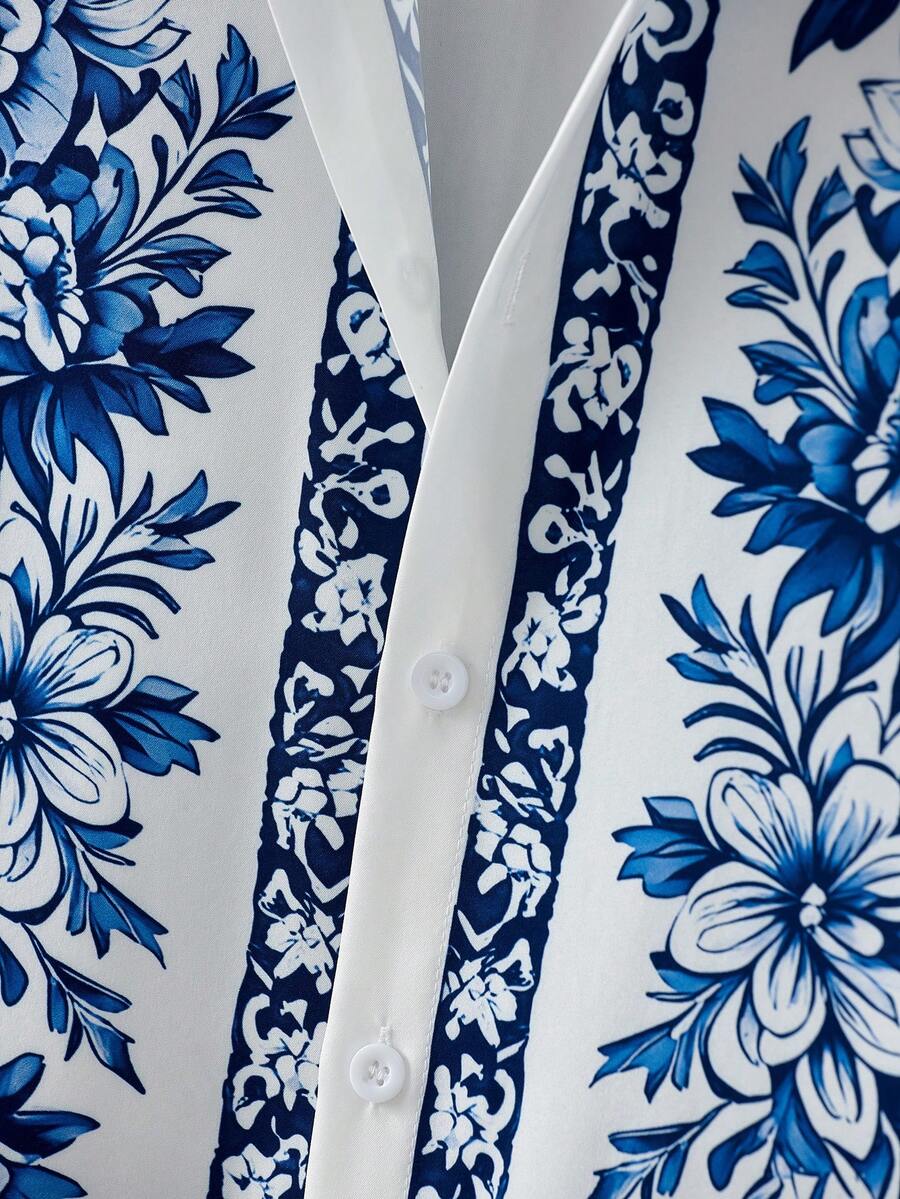 Manfinity RSRT Men's Summer Holiday Floral Print Short Sleeve Casual Shirt SHEIN