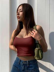 DAZY Solid Color Sexy Cropped Camisole Top With Street Style, Summer Tops