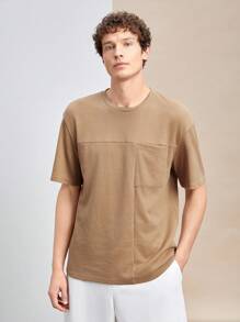 Manfinity VCAY Ensemble de 3 pièces de nouveaux t-shirts à manches courtes et col rond en tricot ample pour hommes avec épaules tombantes, convient pour un port quotidien au printemps et en été - Multicolore - Voir 6