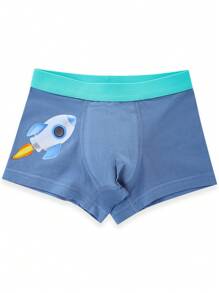 5条装 男童卡通3D宇航员与行星元素无缝火箭印花三角裤，柔软舒适，四季皆宜