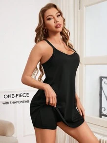 SHEIN Sport Studio 2 In 1 Look Sport Dress With Pockets Short Black Dress Athletic Dress