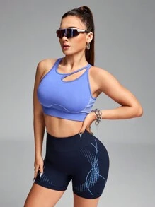 Innovista Sutien sport Push Up fără cusături, maieu de antrenament, maieu de gimnastică, maiou crop, cămăși de compresie