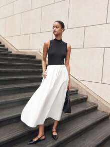 BizChic Women Dresses Blok Warna Casual - Hitam dan Putih - View 2