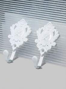 ROMWE Goth 2pcs Vintage Solid Metal Hooks, Ideal For Wall Decoration And Storage