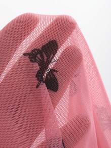 DAZY Women's Butterfly Printed Front Buckle Sheer Kimono Cover Up Shirt With Long Sleeve Summer - Pink - View 8