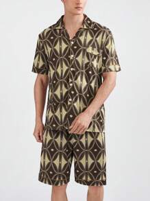 男士印花短袖和短褲家居套裝 - 彩色 - 查看 6