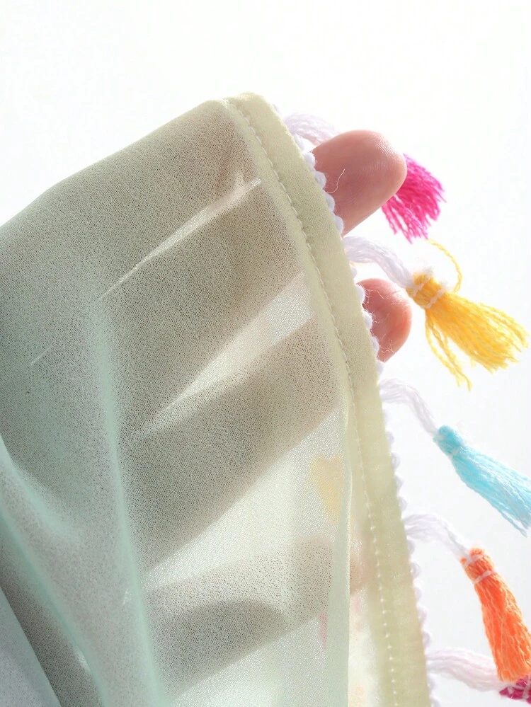 Women's Fashionable Colorful Fringe Decorated Cover-Up Summer Vacation Boho