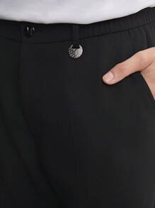 AKNOTIC Business Casual Easy Care Men's Old Money Style Woven Slim Straight Business Suit Pants Suitable For Spring And Summer - Black - View 3