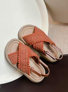 Sandalias casuales para niñas, zapatos deportivos de verano para niños, zapatos planos, sandalias para niñas con cierre de gancho y bucle - Marrón - Ver 3