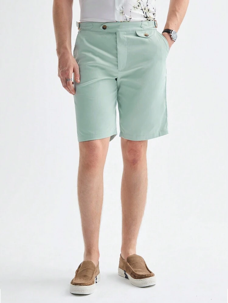 Men's Woven Short Body Straight-Leg Knee-Length Casual Shorts, Suitable For Daily Wear In Spring And Summer