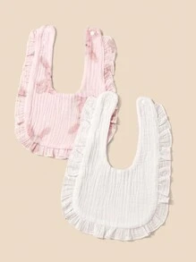 Set de 2 paños de eructar con volantes para bebé - Multicolor - Ver 2