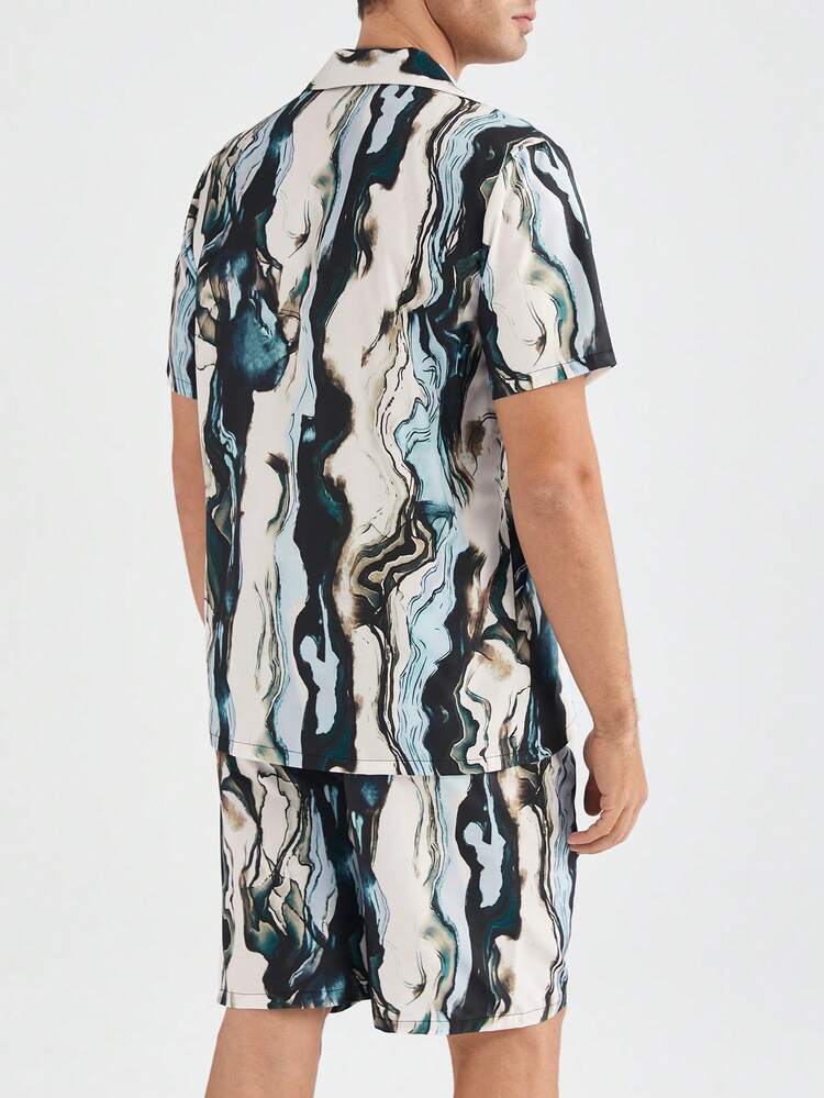 Men's Fashion Asymmetrical Printed Homewear Set