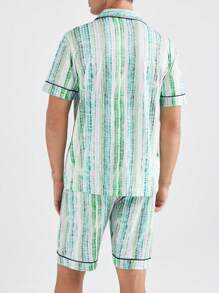 Contrasting Trim Short Sleeve Top And Shorts Homewear Set