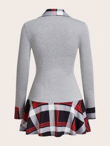 SHEIN Unity Đầm dài tay kẻ sọc kẻ sọc thông thường mùa xuân/hè với thiết kế 2 trong 1 - Nhiều màu - Xem 2