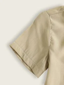 Baby Boys' Classic Chinese-Style Short Sleeve Button-Up Top And Shorts Set For Summer