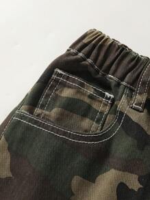 Teen Boy Street Style Camuflaj Blocare de culoare Blugi cu talie elastică