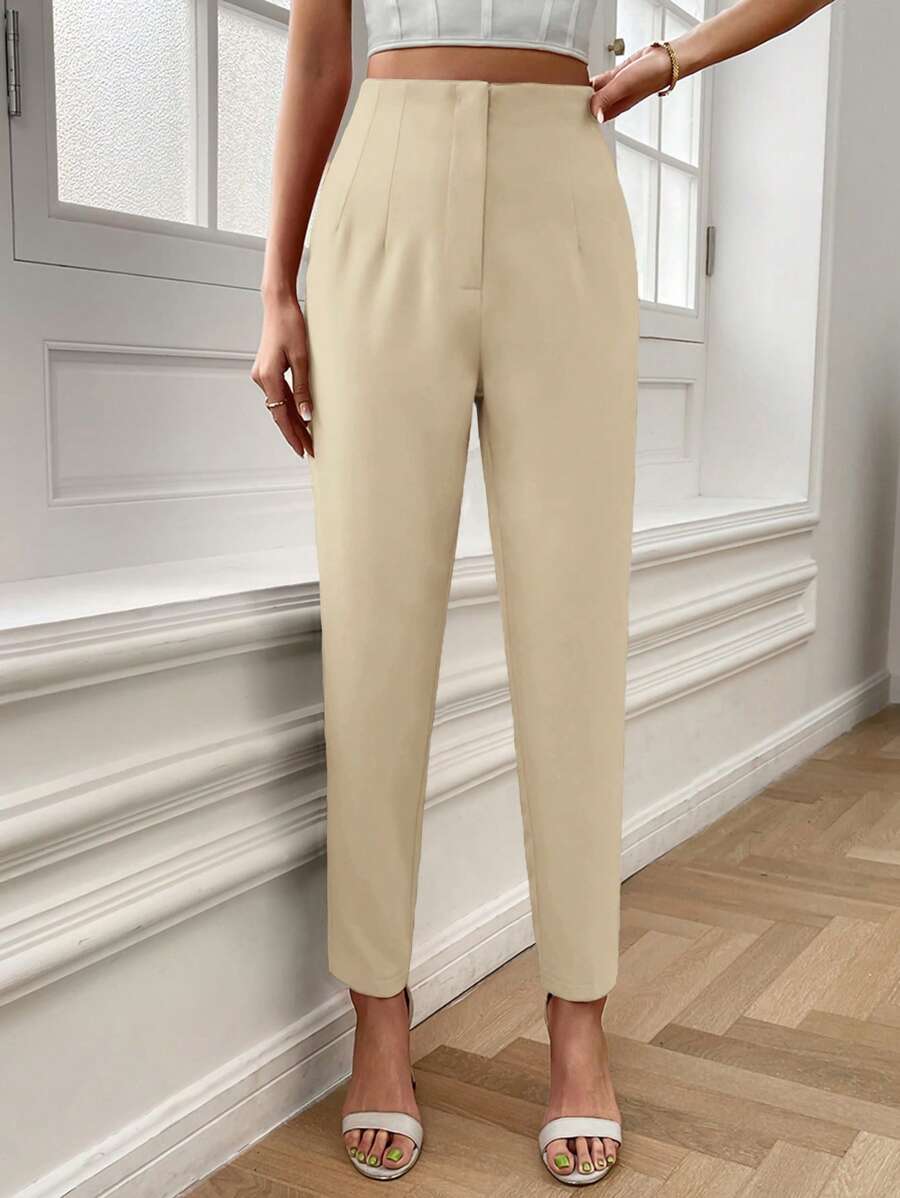 SHEIN LUNE Pantalones informales 9/10 cónicos de unicolor - Albaricoque - Ver 1