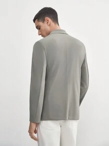 Manfinity VCAY UPF 男士复古风格梭织商务休闲修身双排扣口袋西装外套，适合秋冬