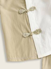 Baby Boys' Classic Chinese-Style Short Sleeve Button-Up Top And Shorts Set For Summer