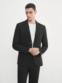 AKNOTIC Business Casual Conjunto de traje de negocios tejido estilo Dinero Viejo de 2 piezas para hombres de fácil cuidado