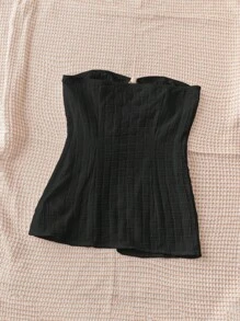 Soleia ملابس علوية نسائية ضيقة بأسلوب عطلة النسيج ثلاثي الأبعاد مع تصميم أمامي ومتوسط مفرغ، وحافة مشقوقة وقميص أبيض غير لائق