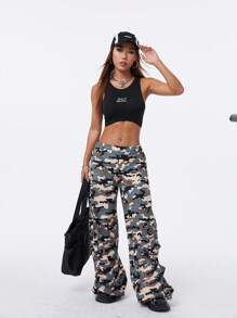 SHEIN EZwear 2024 Sports Street Slim Crop Letter Print Crop Tank Top - Multicolor - View 9