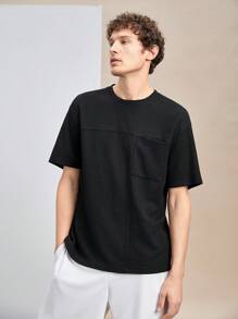 Manfinity VCAY Ensemble de 3 pièces de nouveaux t-shirts à manches courtes et col rond en tricot ample pour hommes avec épaules tombantes, convient pour un port quotidien au printemps et en été - Multicolore - Voir 4