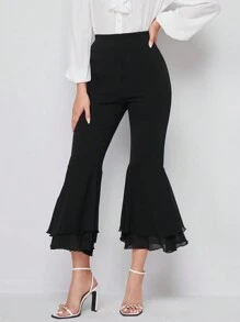 Modelyn Elastic Waist Flare Leg Crop Pants