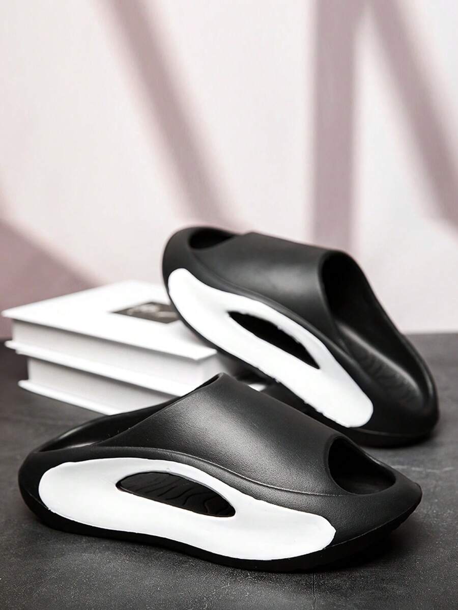 Unisex Foam Slipper For All Seasons, Can Be Worn Indoors & Outdoors, Lightweight, Breathable, Comfortable & Non-Slip Sole, Stylish & Versatile, Ideal For Beach & Vacation - Black - View 1