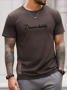 Manfinity Homme Men Plus Size Stylish Summer Casual Printed T-Shirt - Brown - View 1