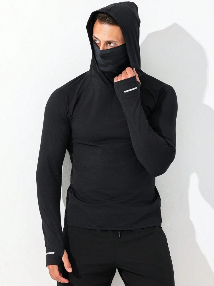 Black slim fit hoodie men's sale