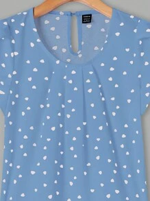 EMERY ROSE Blusa de verano de manga corta para mujer con cuello redondo y estampado de corazones