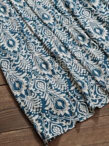 Seusyu 大码女式花卉印花 V 领半袖宽松阿拉伯长款朴素连衣裙 - 彩色 - 查看 3